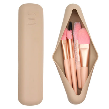Portable Silicone Travel Makeup Cosmetic Brush Holder Organizer Bag