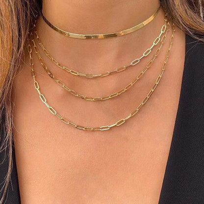 4 Piece Chain Link Set Necklace 18K Gold Plated Necklace in 18K Gold