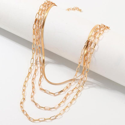 4 Piece Chain Link Set Necklace 18K Gold Plated Necklace in 18K Gold