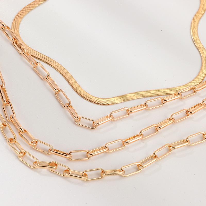 4 Piece Chain Link Set Necklace 18K Gold Plated Necklace in 18K Gold
