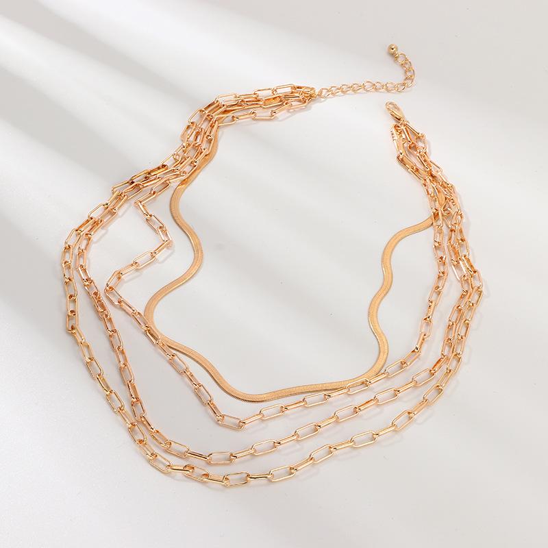 4 Piece Chain Link Set Necklace 18K Gold Plated Necklace in 18K Gold