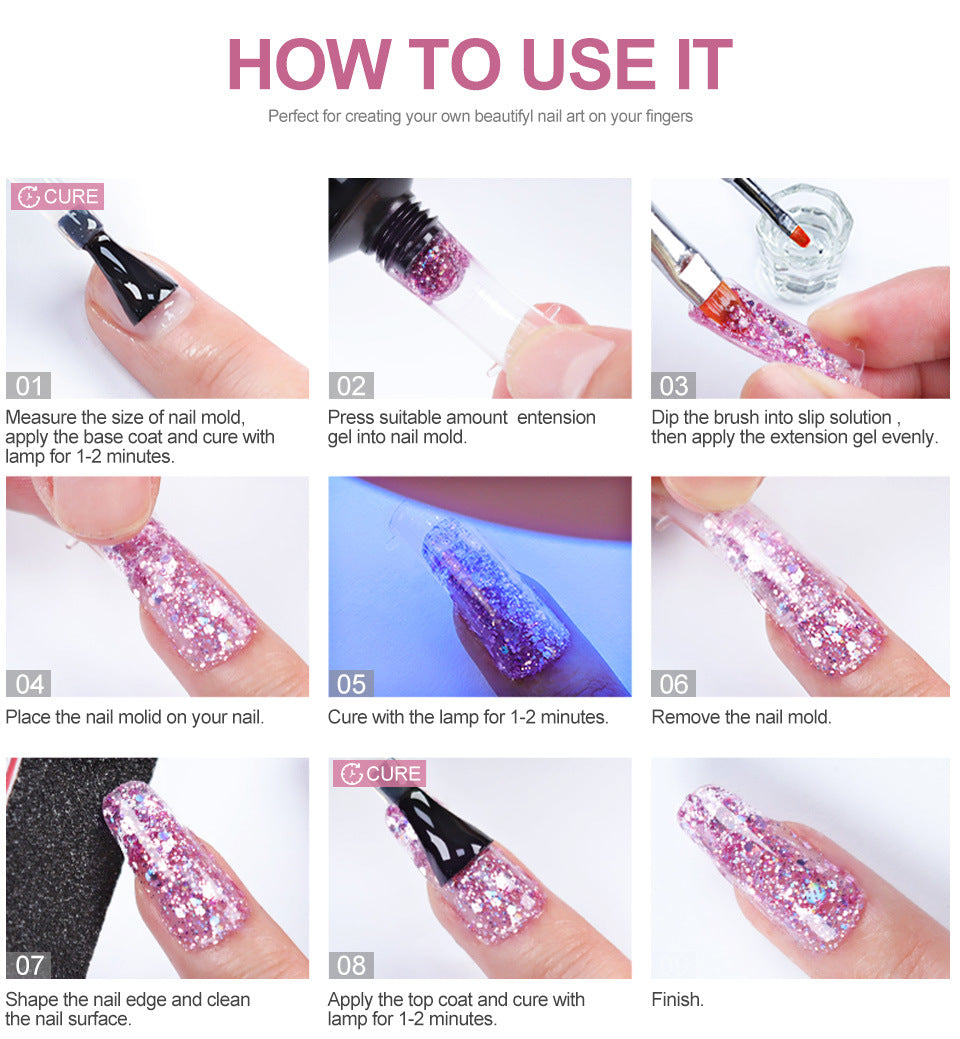 Mobray Poly Nail Gel Set Manicure Set Gel Cuticle Pusher Finger Extend